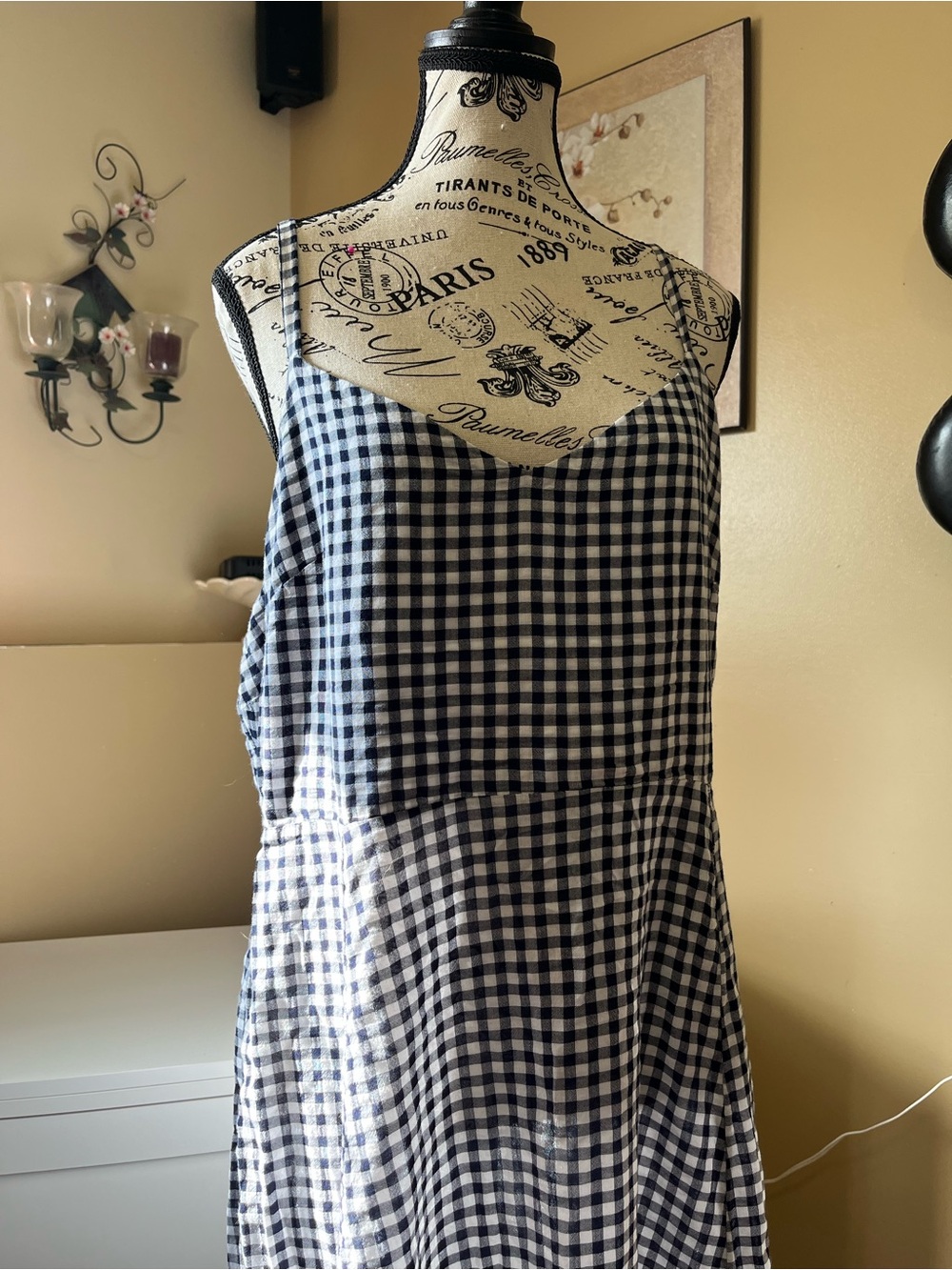 GAP Black and White Gingham Midi Dress